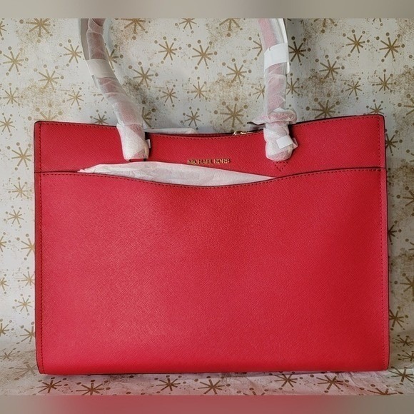 Michael Kors Red Tote Bag with Structured Design